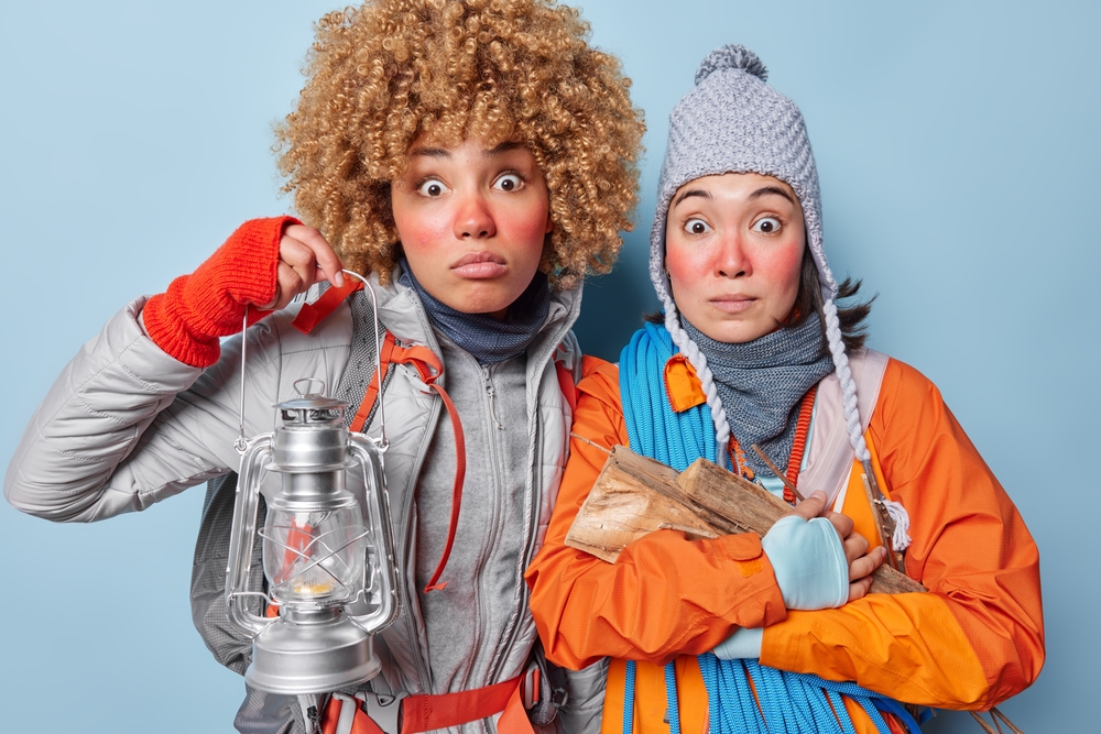 Shocked young campers/hikers/nature enthusiasts